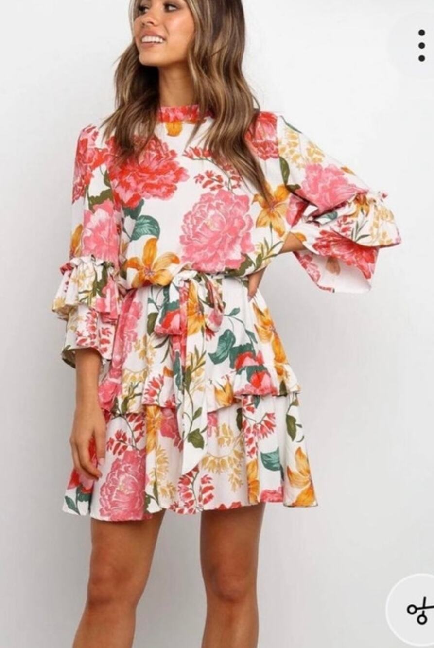 Petal & Pup Floral Ruffle Dress Large